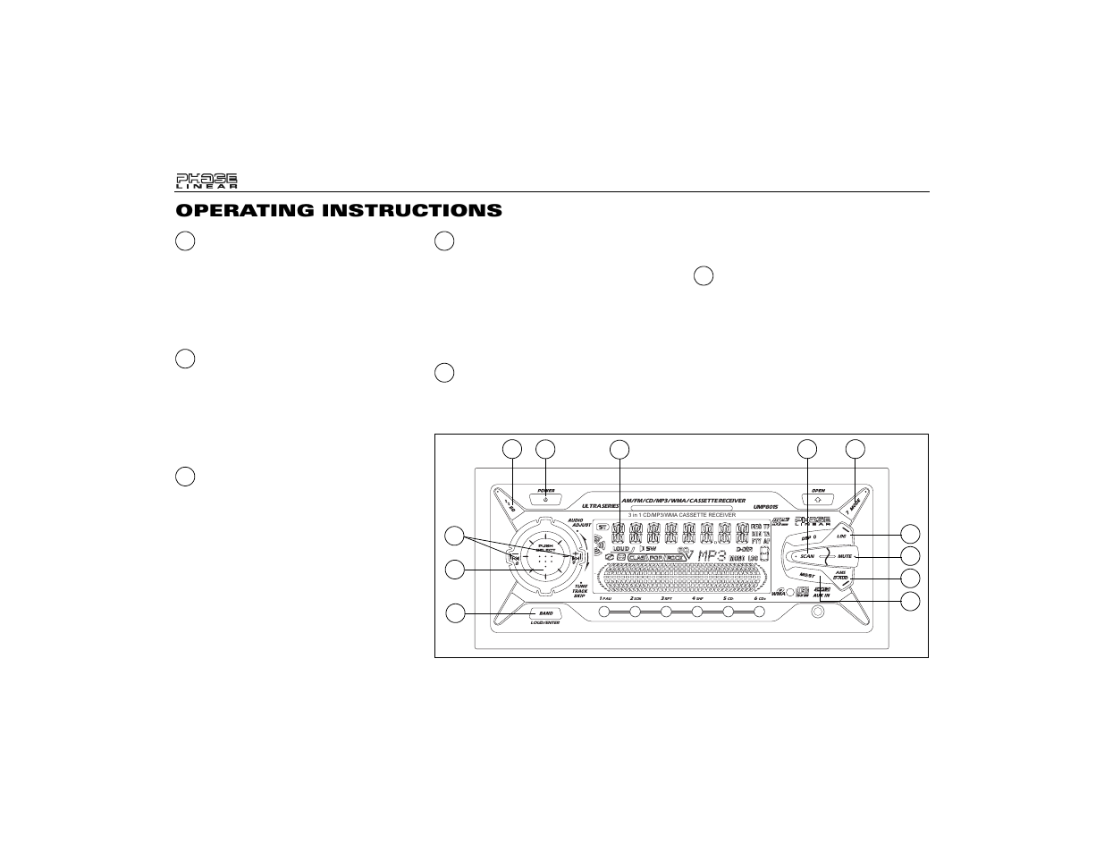 Operating instructions | Audiovox Jensen Phase Linear UMP8015 User Manual | Page 6 / 59