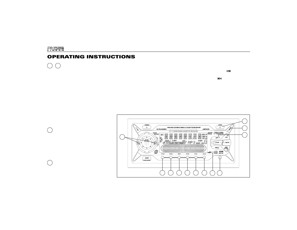 Operating instructions | Audiovox Jensen Phase Linear UMP8015 User Manual | Page 8 / 59