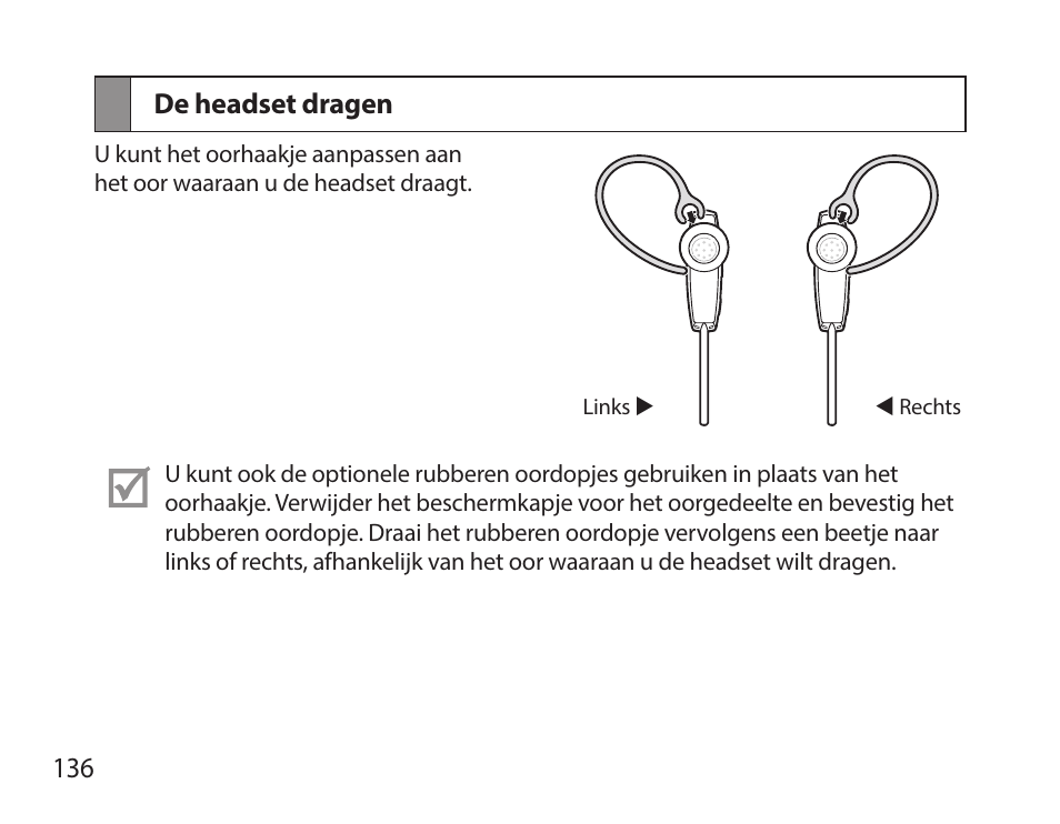 De headset dragen | Samsung HM7000 User Manual | Page 138 / 160