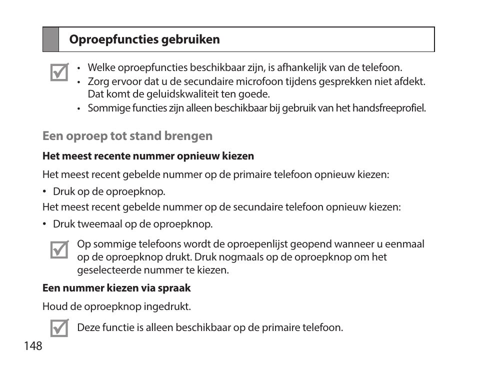 Oproepfuncties gebruiken | Samsung HM7000 User Manual | Page 150 / 160