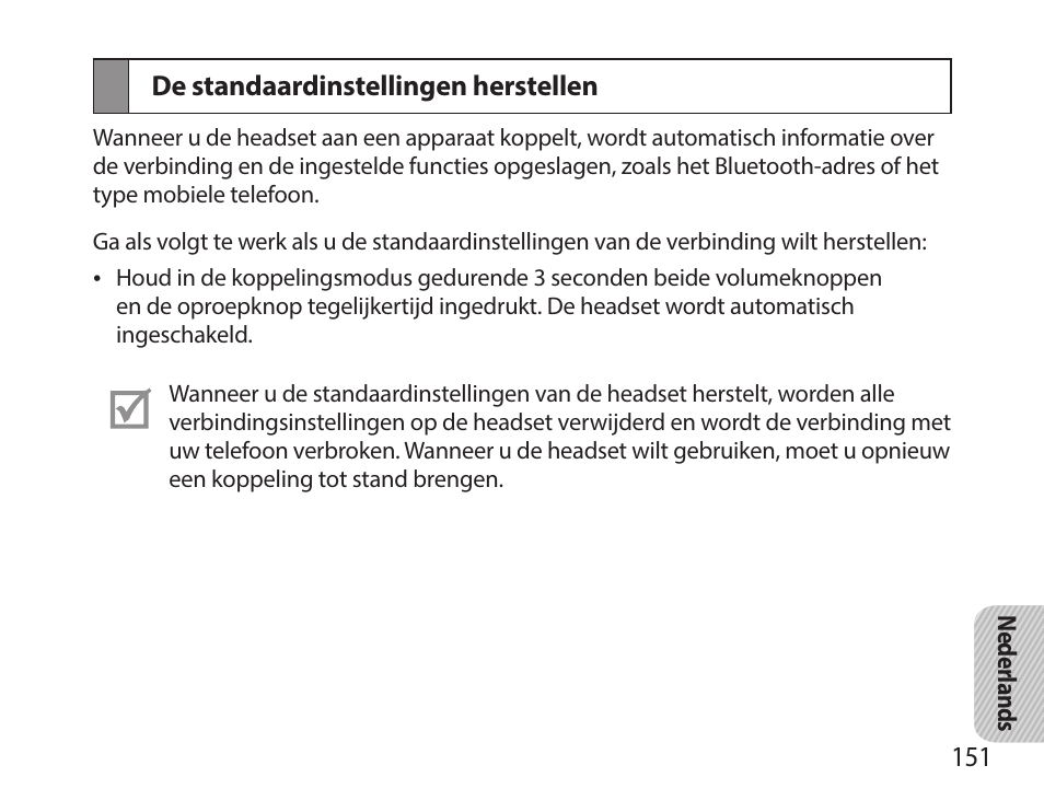 De standaardinstellingen herstellen | Samsung HM7000 User Manual | Page 153 / 160