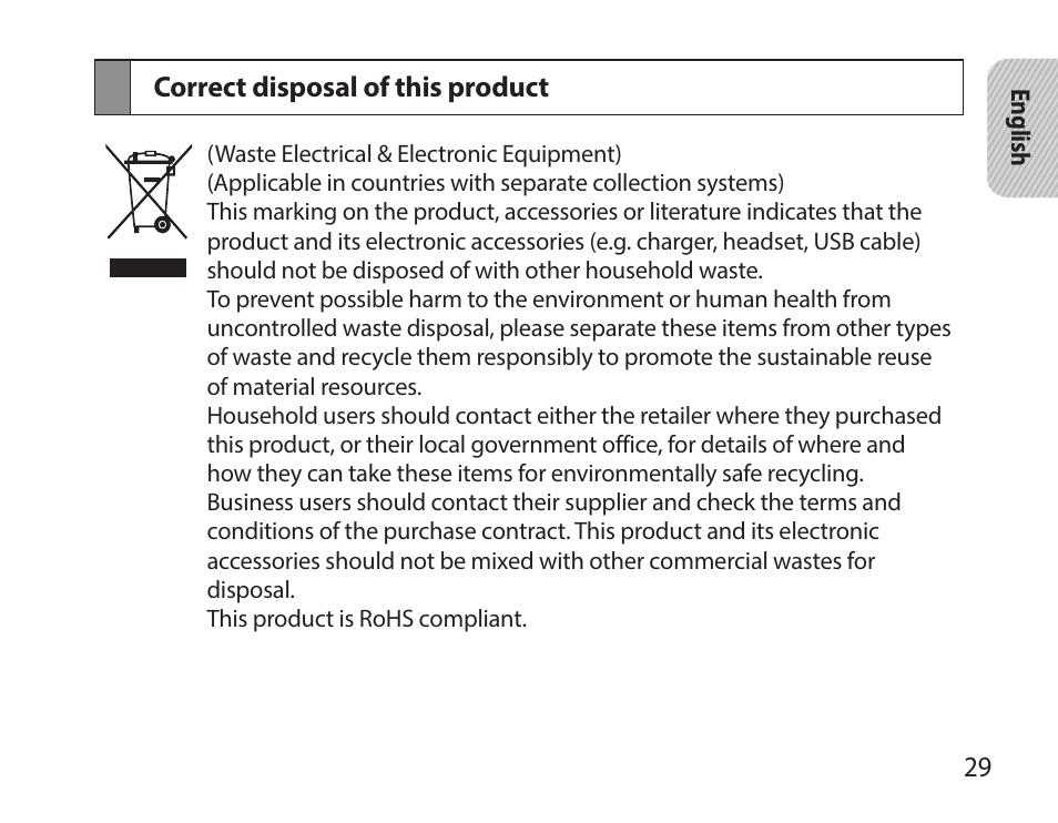 Correct disposal of this product | Samsung HM7000 User Manual | Page 31 / 160