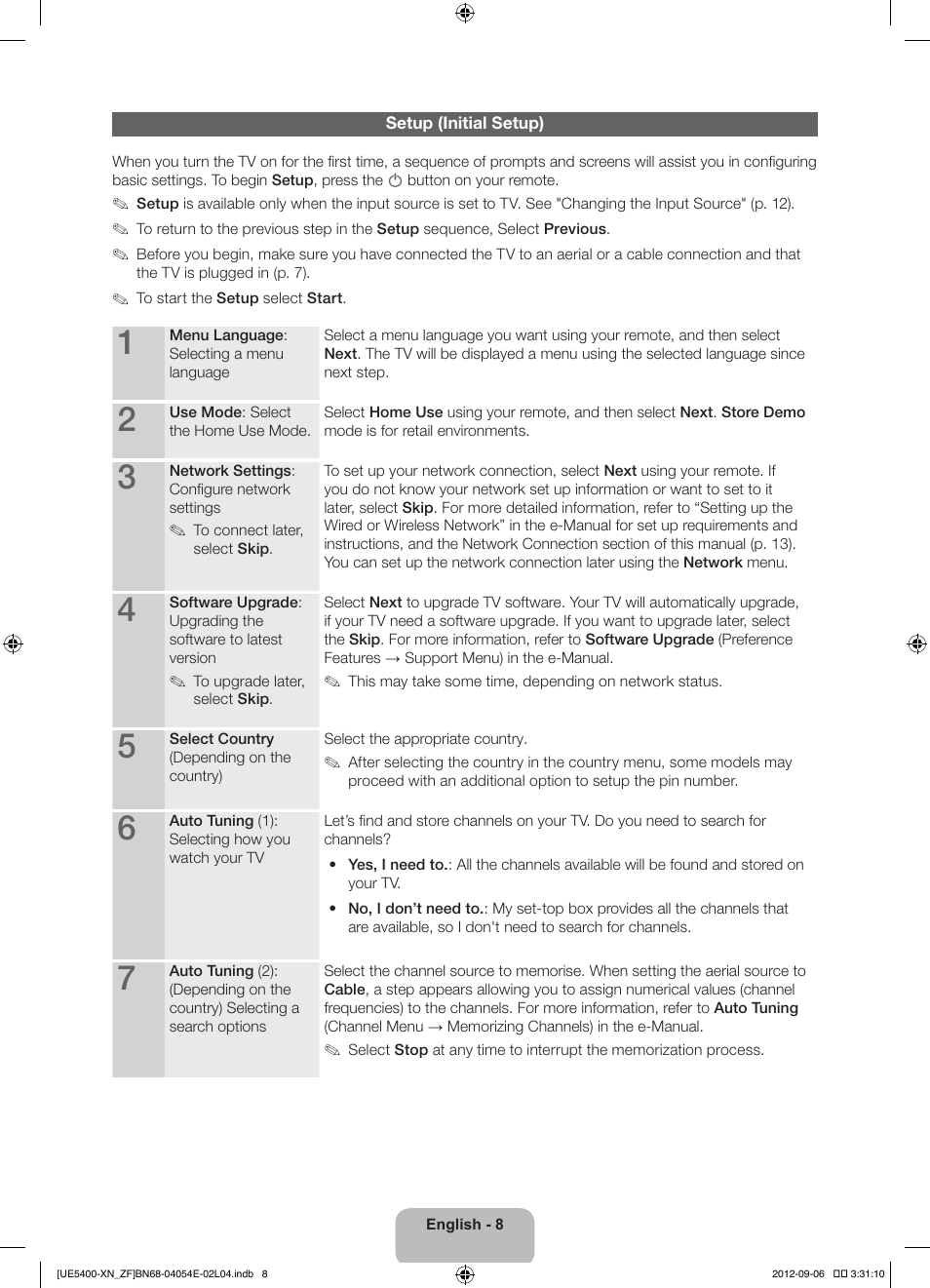 Samsung UE22ES5400W User Manual | Page 8 / 88