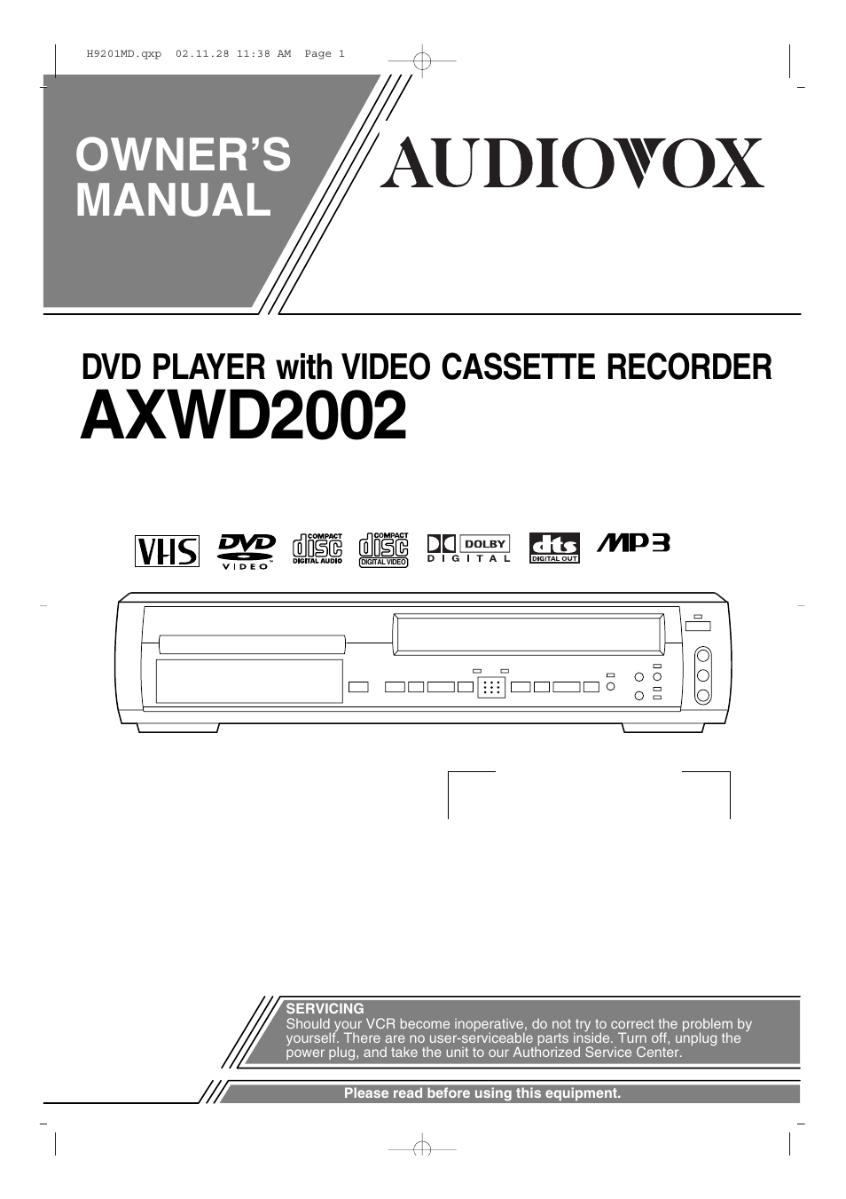 Audiovox AXWD2002 User Manual | 44 pages