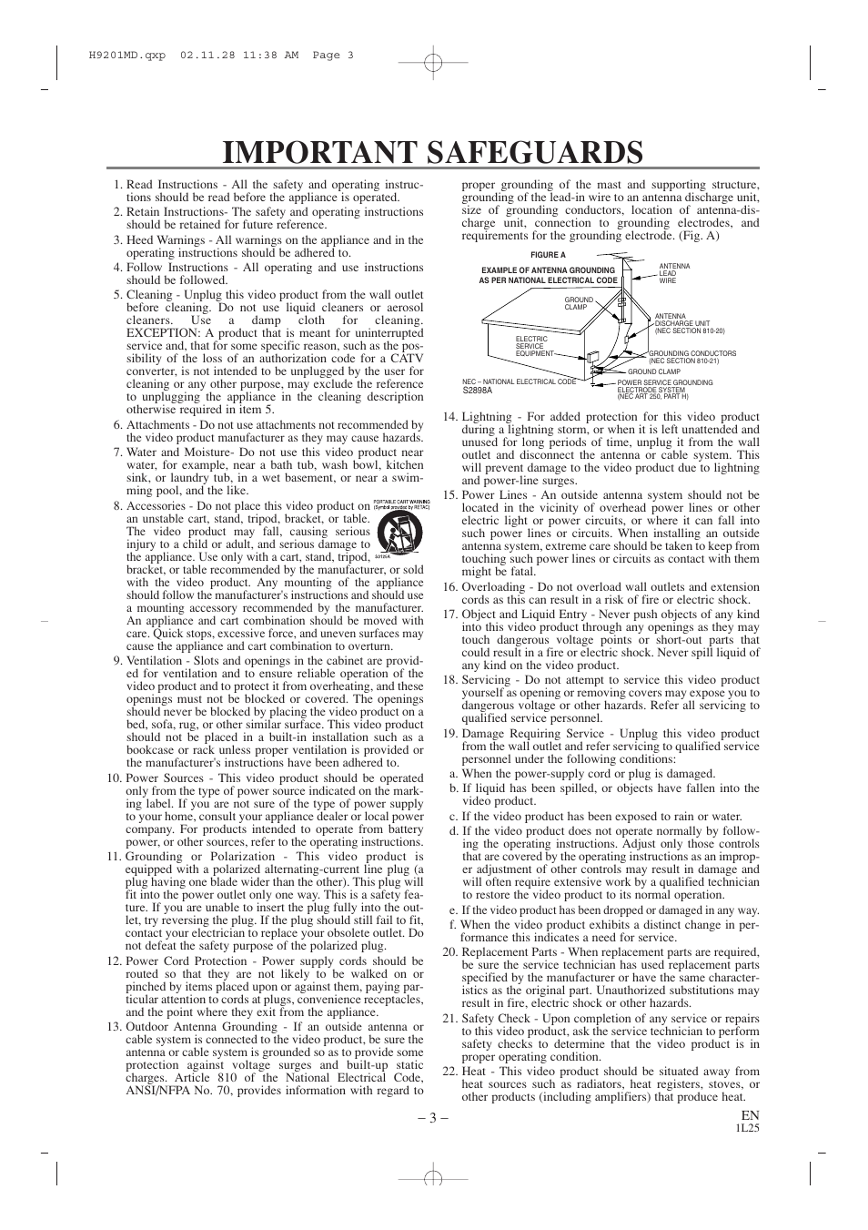 Important safeguards | Audiovox AXWD2002 User Manual | Page 3 / 44