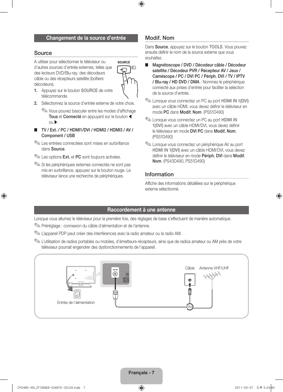 Samsung PS43D490A1W User Manual | Page 27 / 78