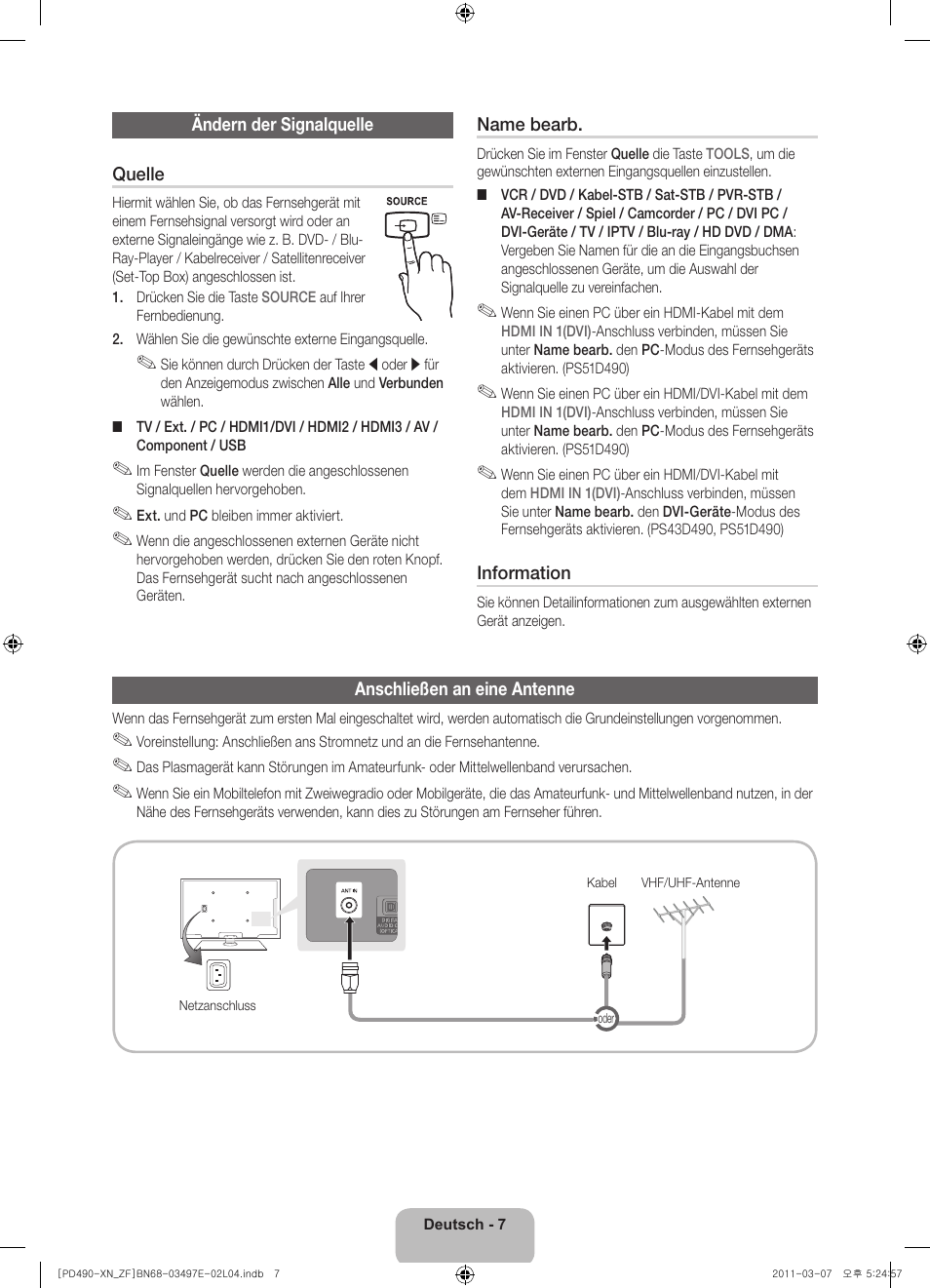 Samsung PS43D490A1W User Manual | Page 47 / 78