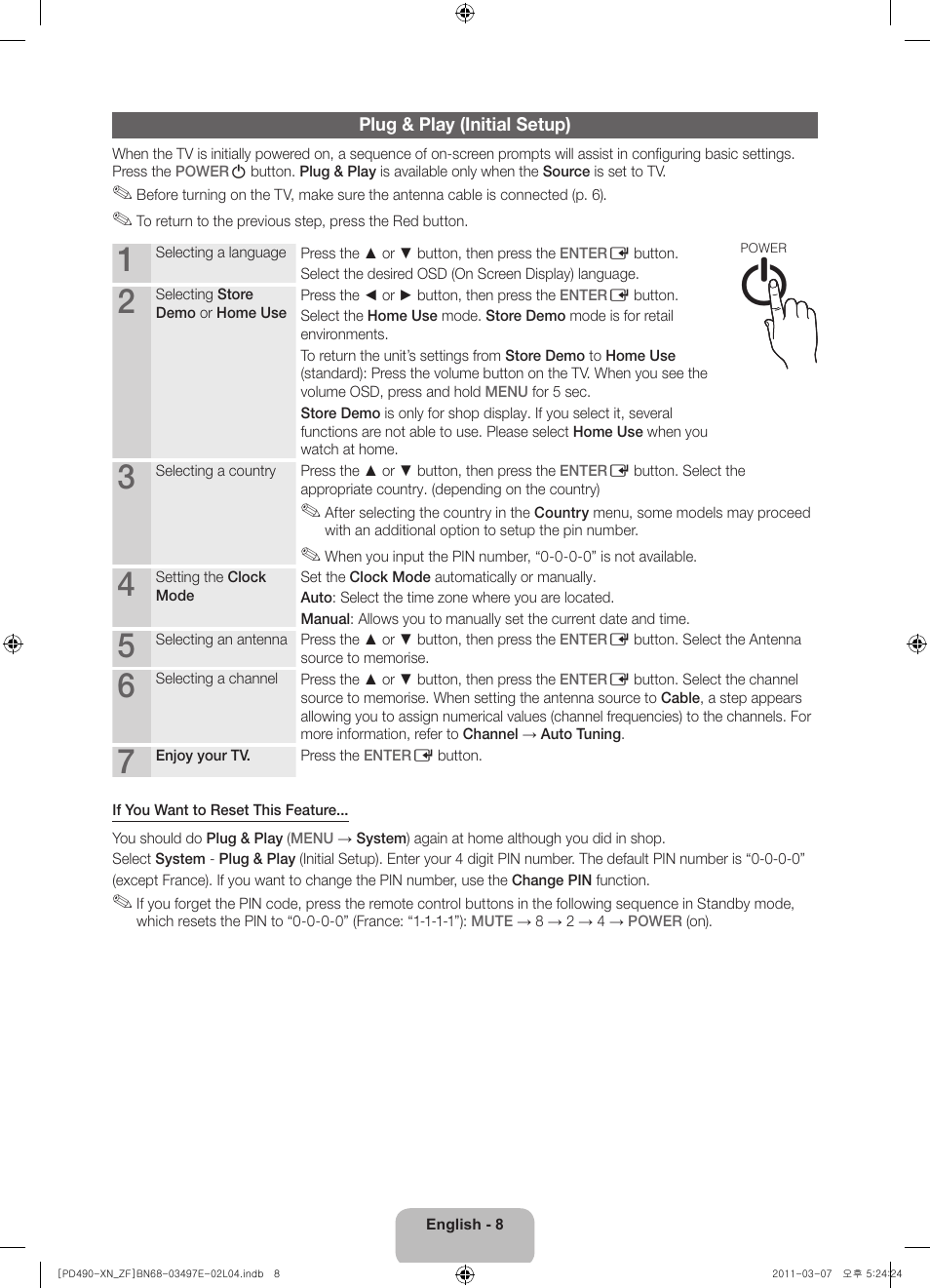 Samsung PS43D490A1W User Manual | Page 8 / 78