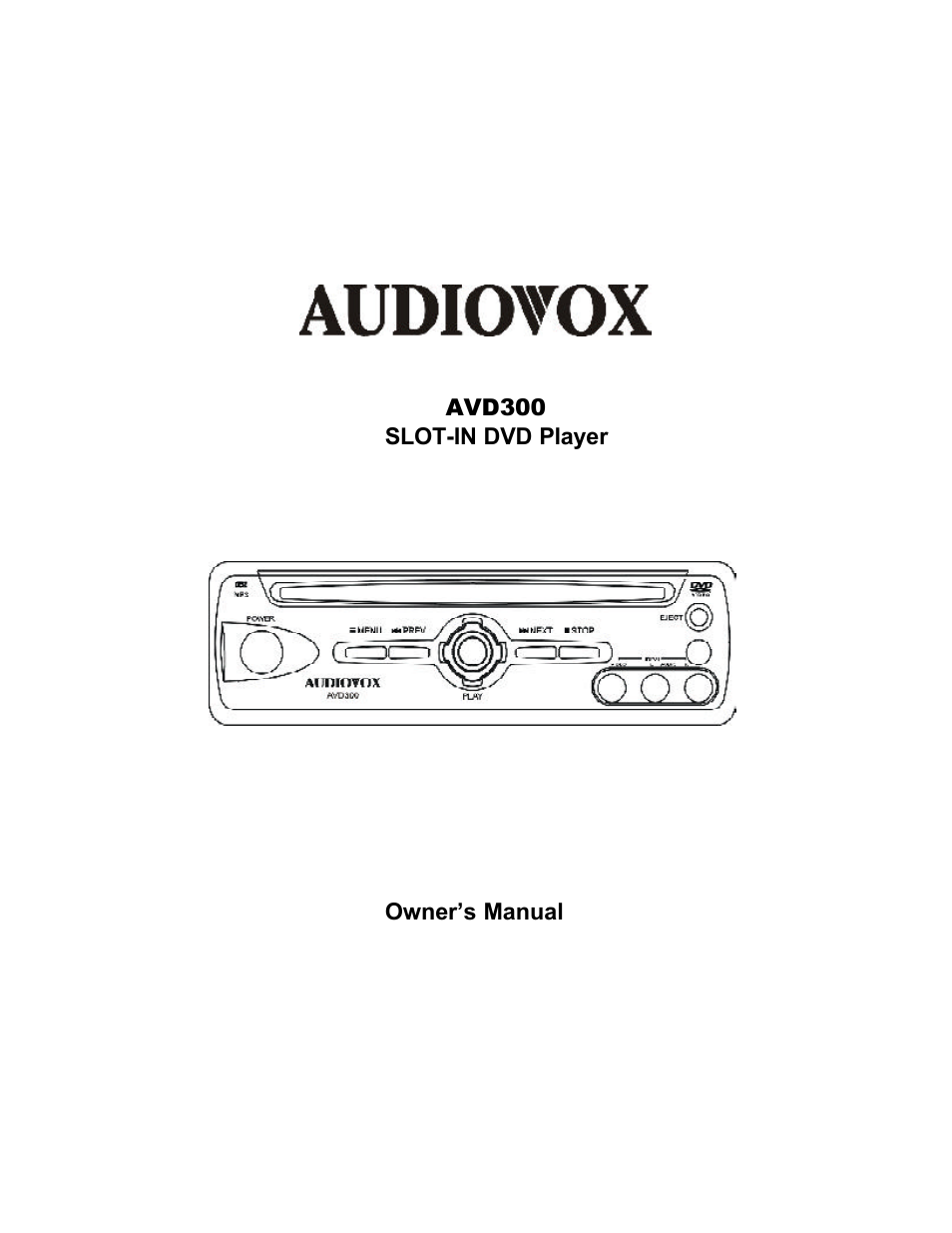 Audiovox AVD300 User Manual | 30 pages