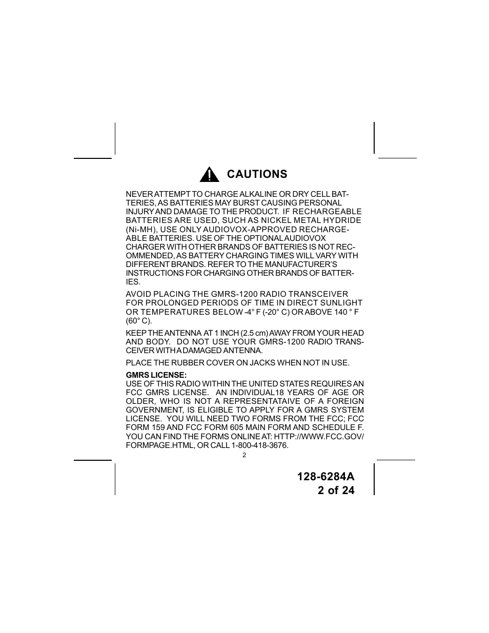 Cautions | Audiovox DV1200 User Manual | Page 2 / 24