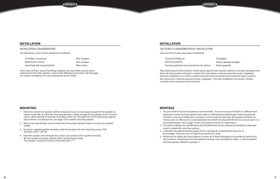 Installation mounting, Installation montage | Audiovox JPS365 User Manual | Page 4 / 6