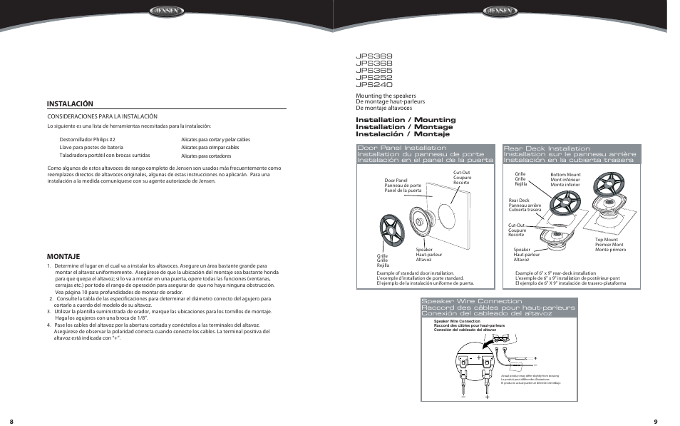 Instalación montaje | Audiovox JPS365 User Manual | Page 5 / 6