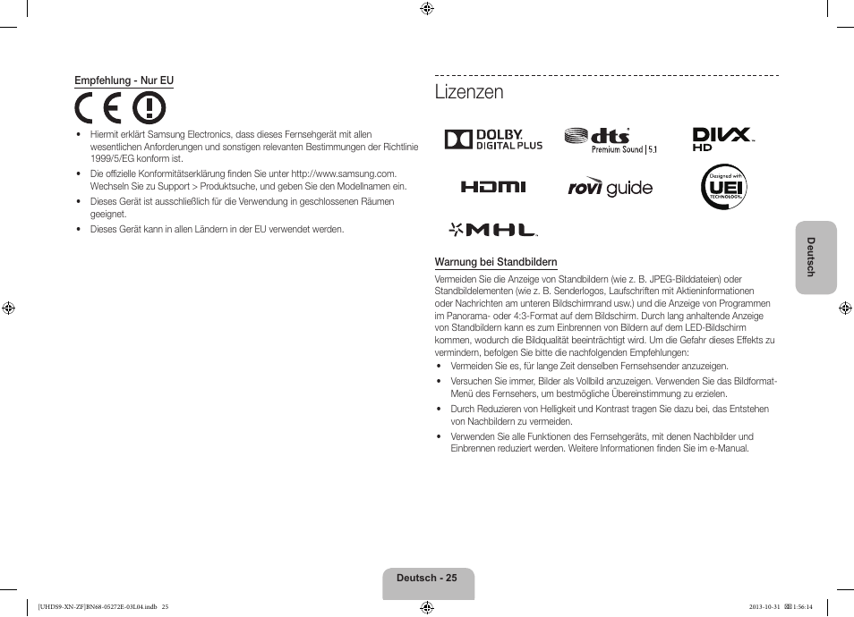 Lizenzen | Samsung UE85S9SL User Manual | Page 73 / 97