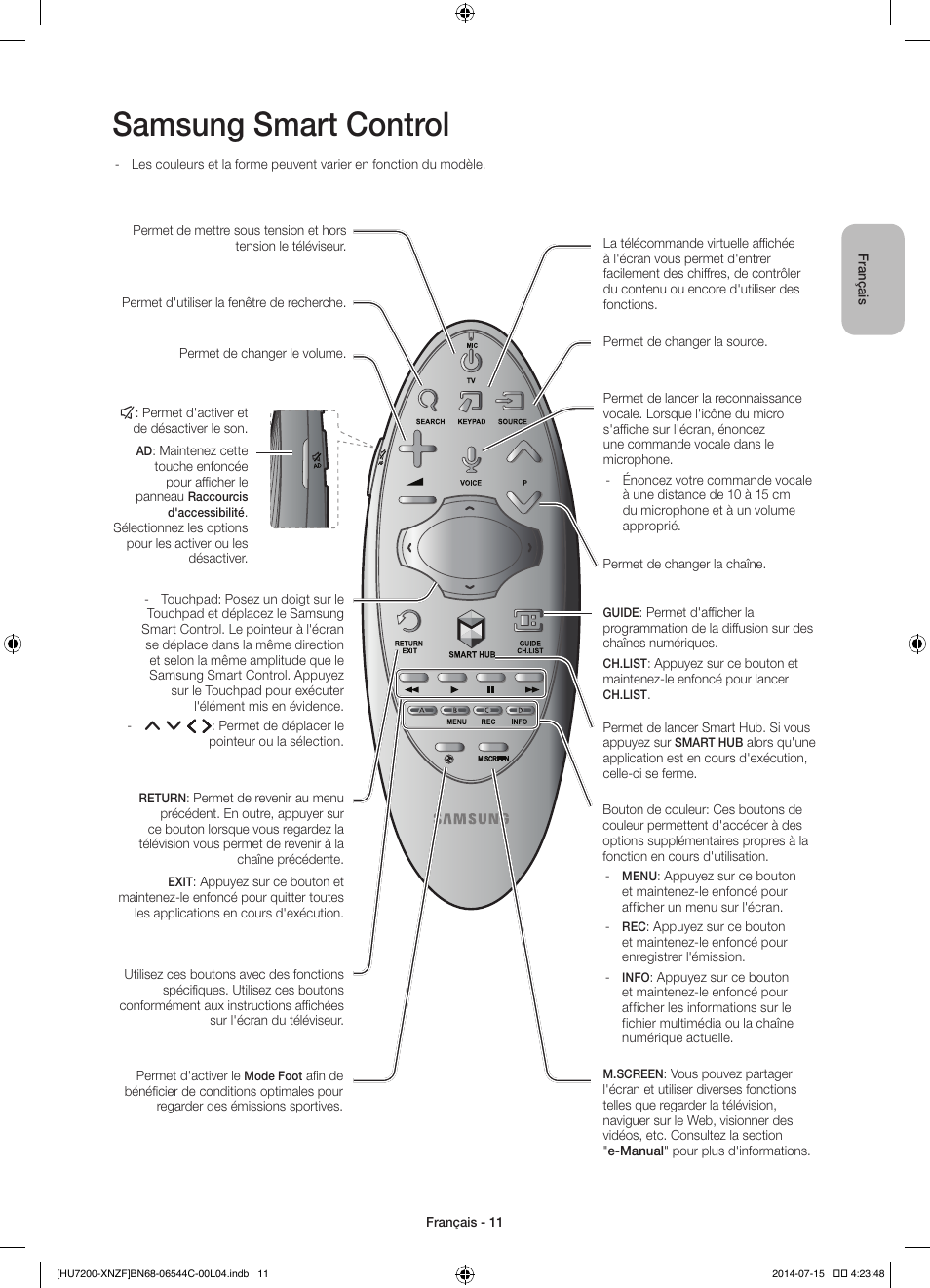 Samsung smart control | Samsung UE65HU7200S User Manual | Page 35 / 97