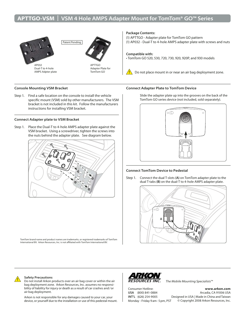 Arkon APTTGO -VSM User Manual | 1 page