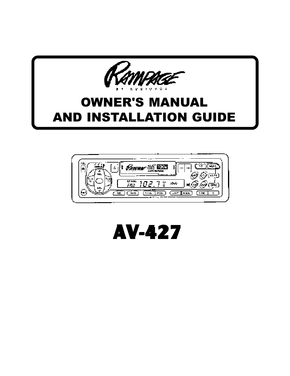 Audiovox DETACHABLE FRONT PANEL AM/FM/MPX RADIO WITH AUTO-REVERSE CASSETTE PLAYER User Manual | 12 pages