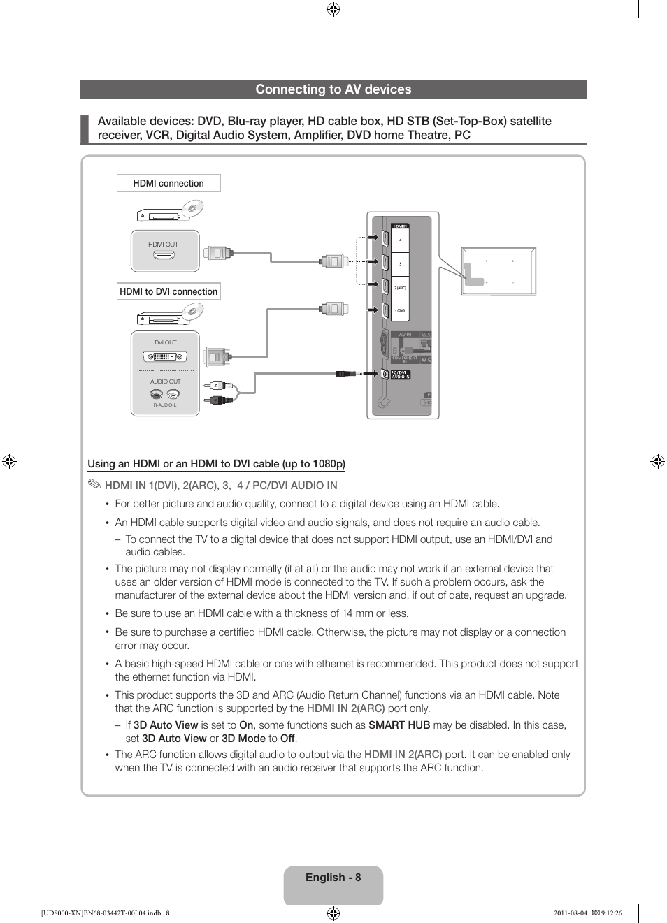 Samsung UE46D8000YS User Manual | Page 8 / 82