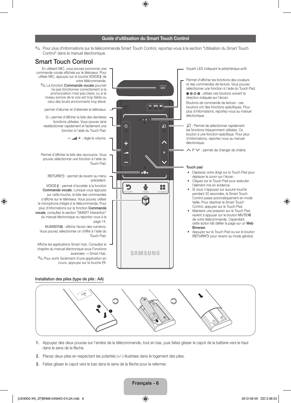 Smart touch control | Samsung UE75ES9000S User Manual | Page 29 / 93