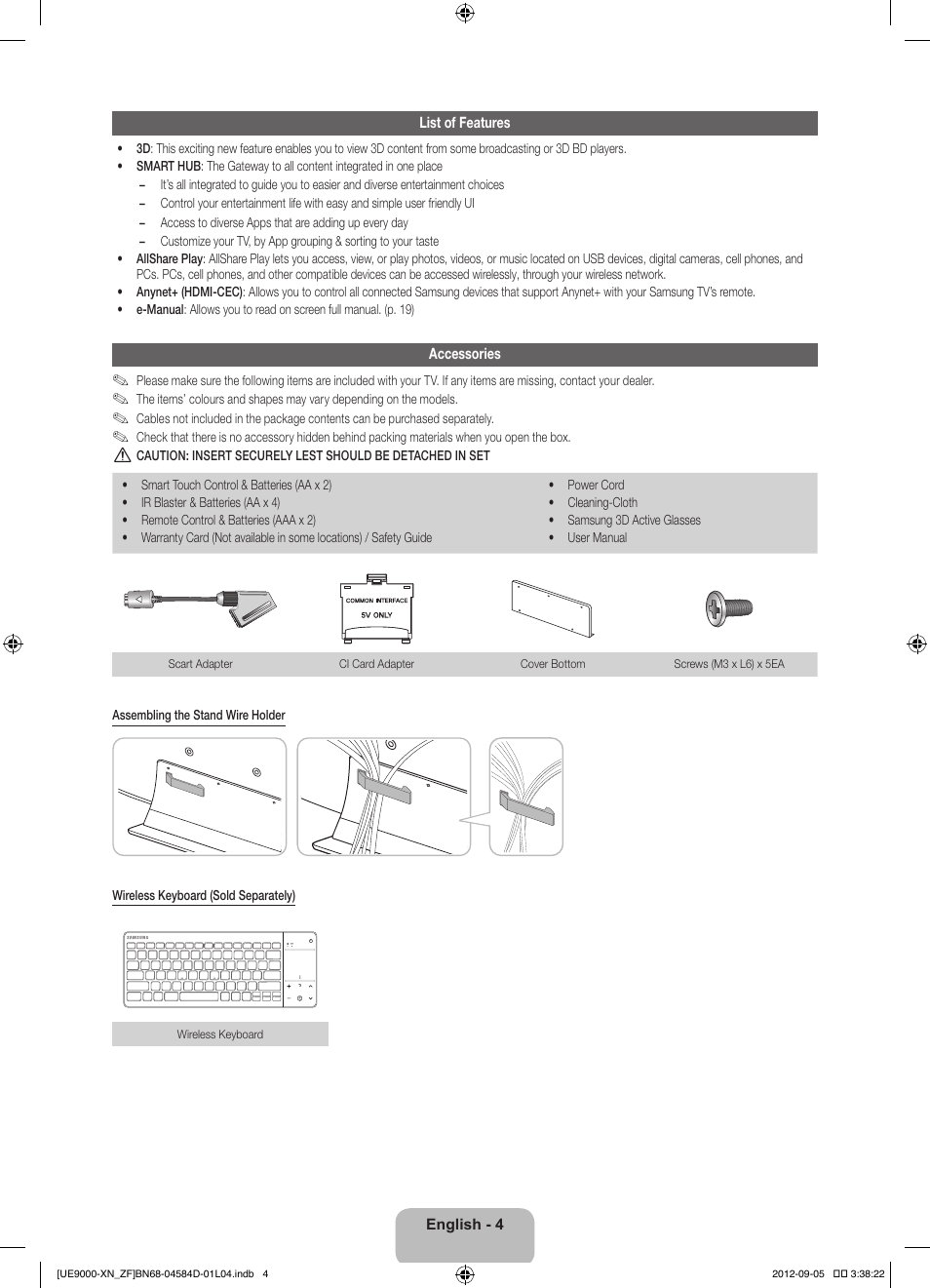Samsung UE75ES9000S User Manual | Page 4 / 93
