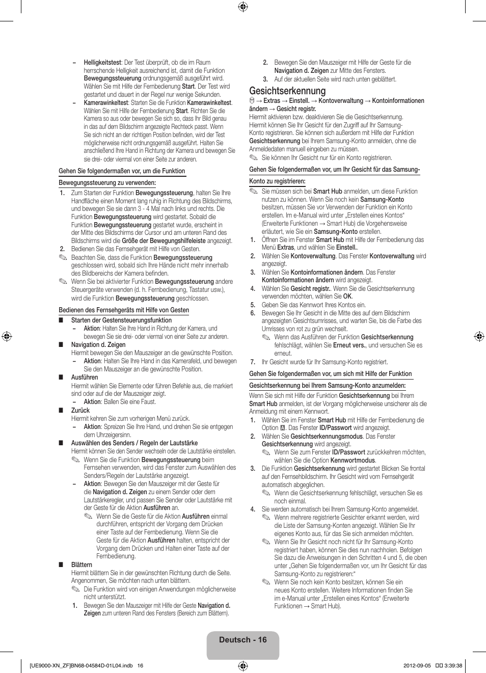 Gesichtserkennung | Samsung UE75ES9000S User Manual | Page 62 / 93