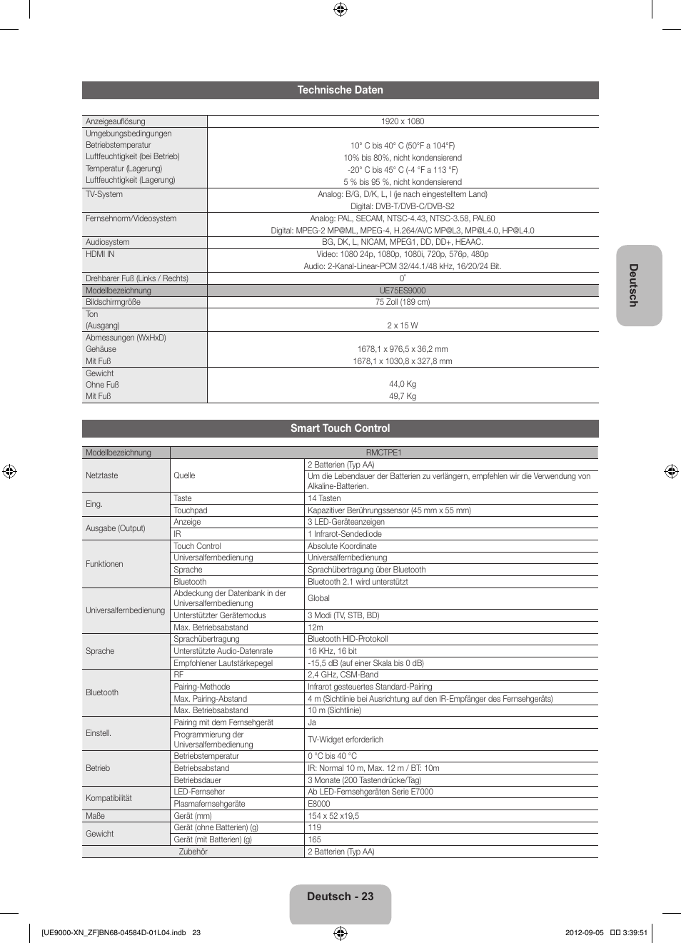 Samsung UE75ES9000S User Manual | Page 69 / 93