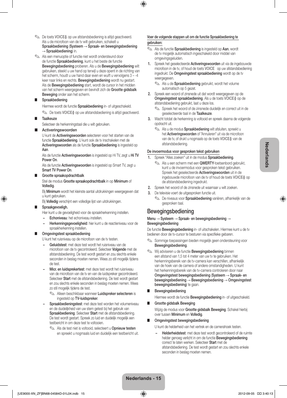 Bewegingsbediening | Samsung UE75ES9000S User Manual | Page 84 / 93