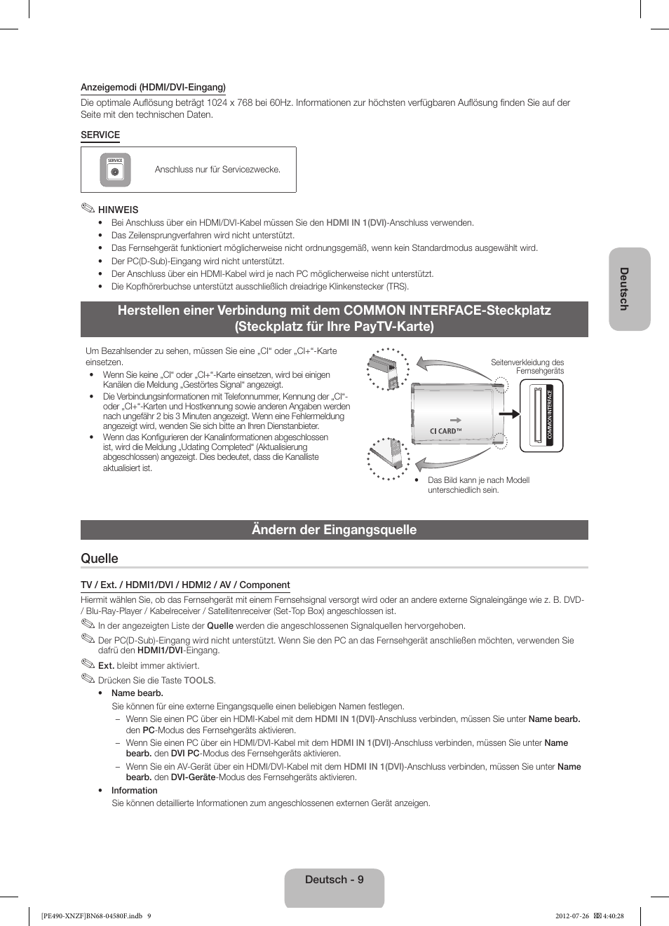 Ändern der eingangsquelle quelle | Samsung PS43E490B1W User Manual | Page 37 / 57