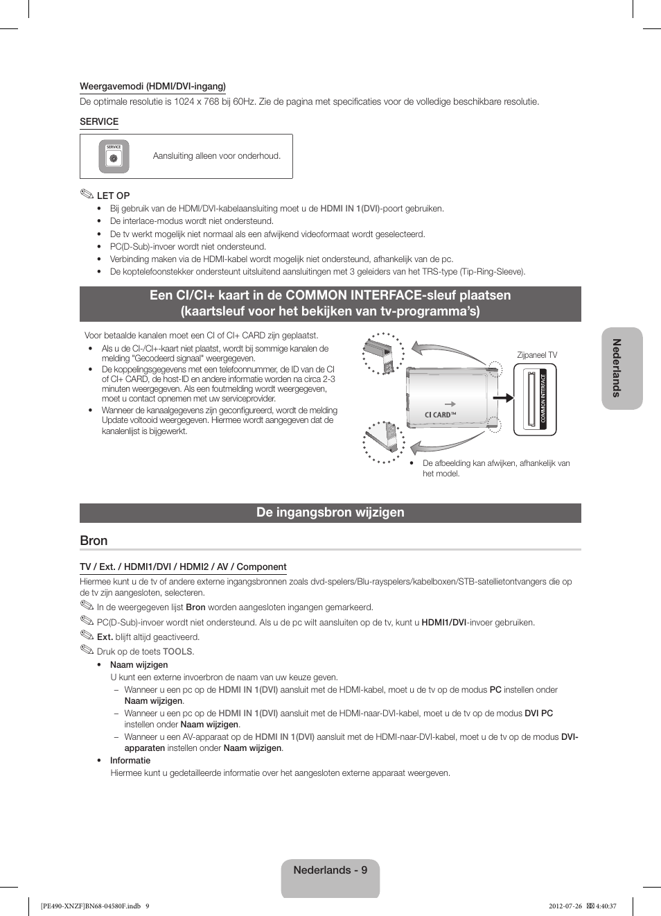 De ingangsbron wijzigen bron | Samsung PS43E490B1W User Manual | Page 51 / 57