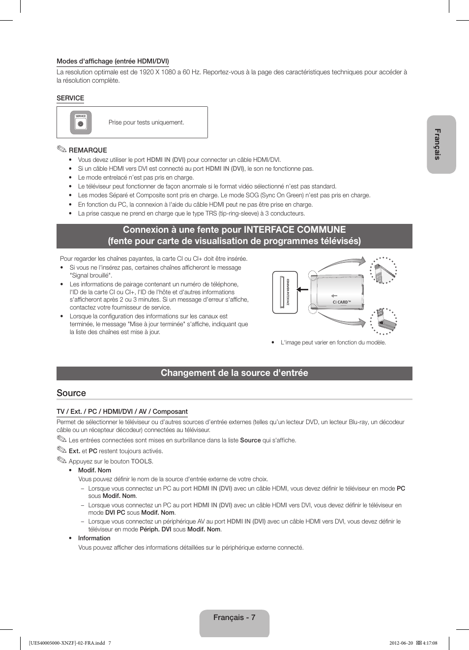 Changement de la source d'entrée source | Samsung UE22ES5000W User Manual | Page 19 / 49