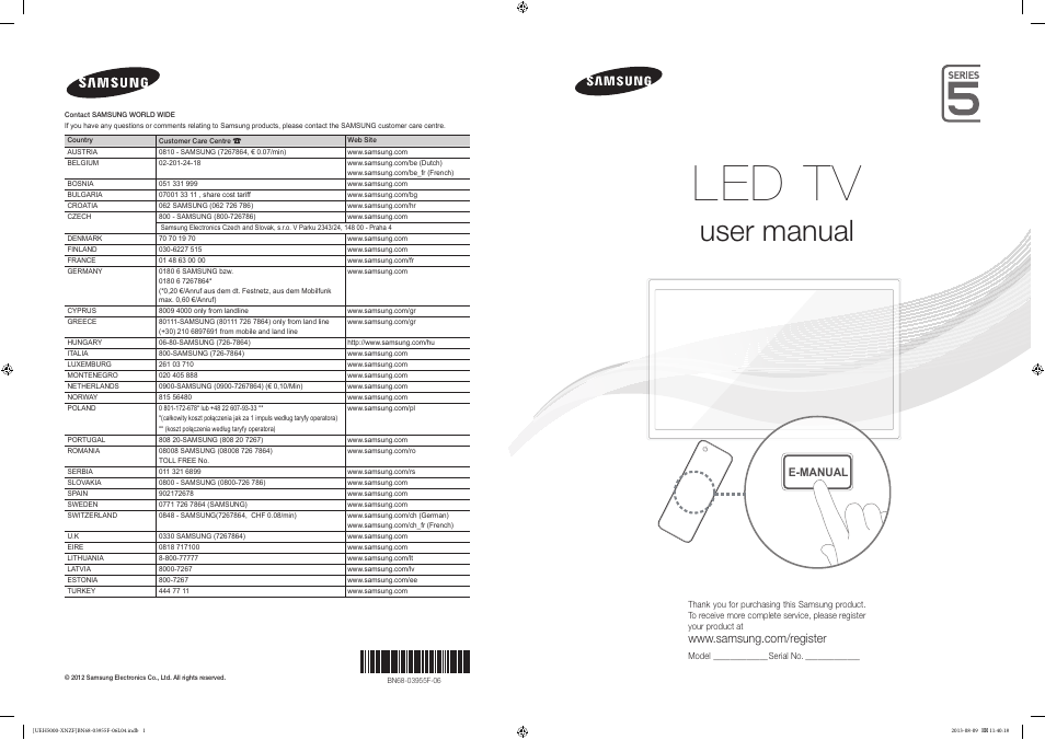 Samsung UE40EH5000W User Manual | 49 pages