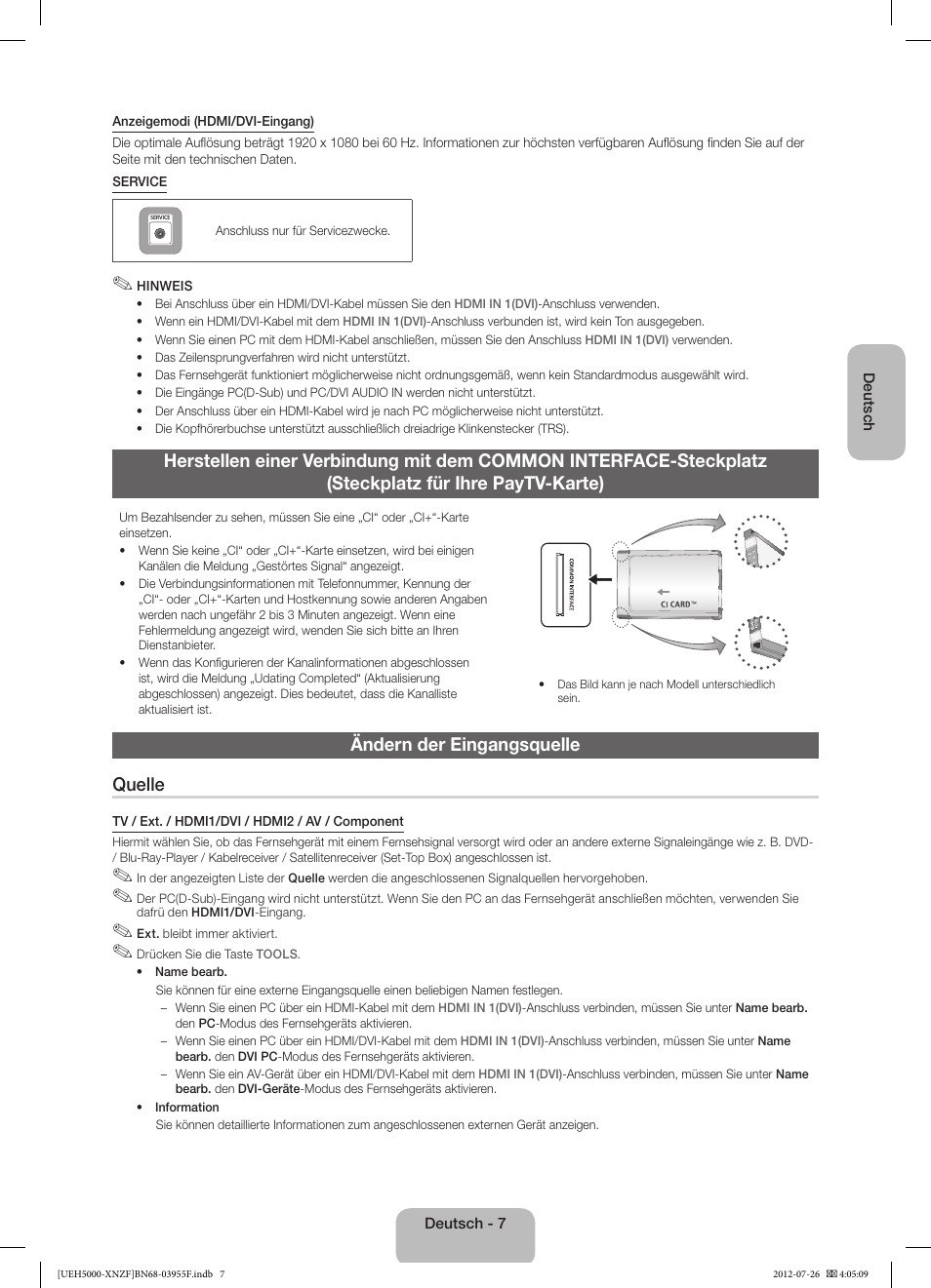 Ändern der eingangsquelle quelle | Samsung UE40EH5000W User Manual | Page 31 / 49