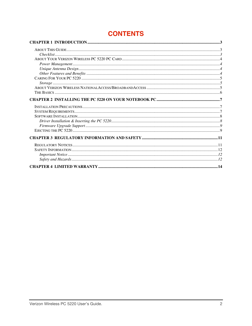 Audiovox PC CARD PC 5220 User Manual | Page 2 / 15