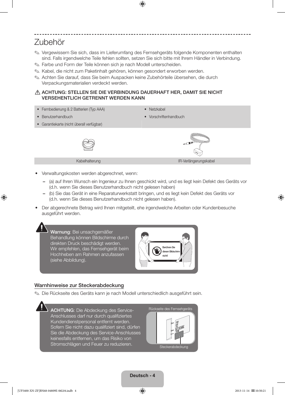 Zubehör | Samsung UE22F5400AW User Manual | Page 44 / 81