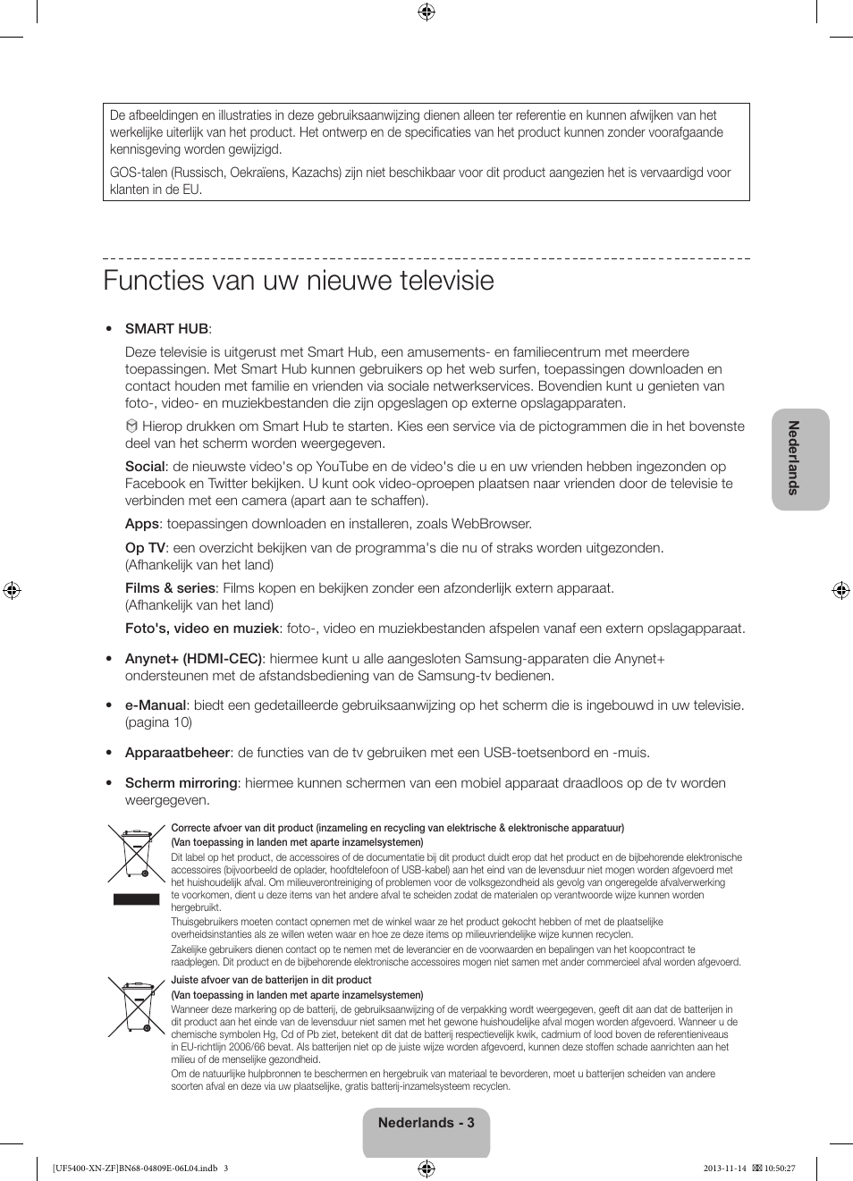 Functies van uw nieuwe televisie | Samsung UE22F5400AW User Manual | Page 63 / 81