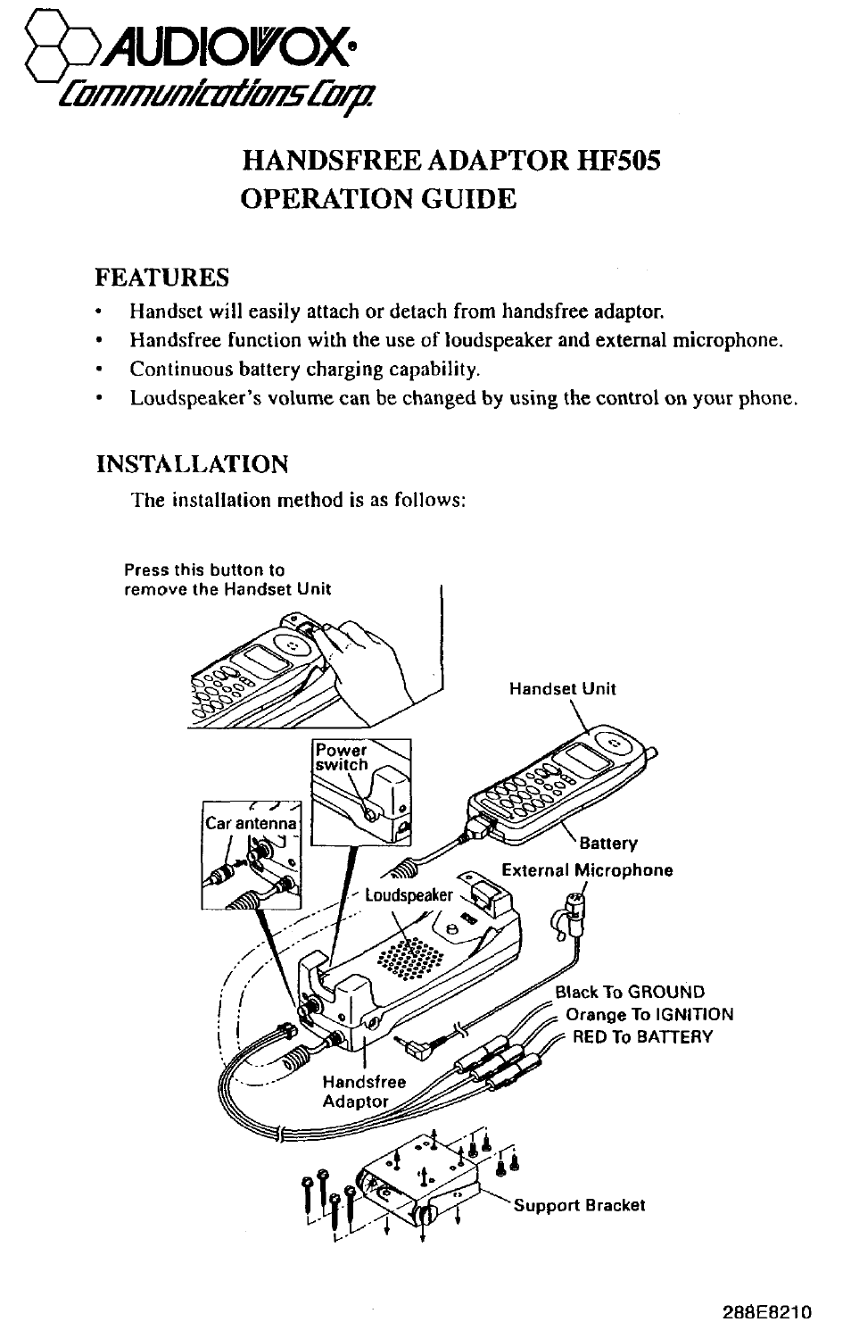 Audiovox HF505 User Manual | 4 pages
