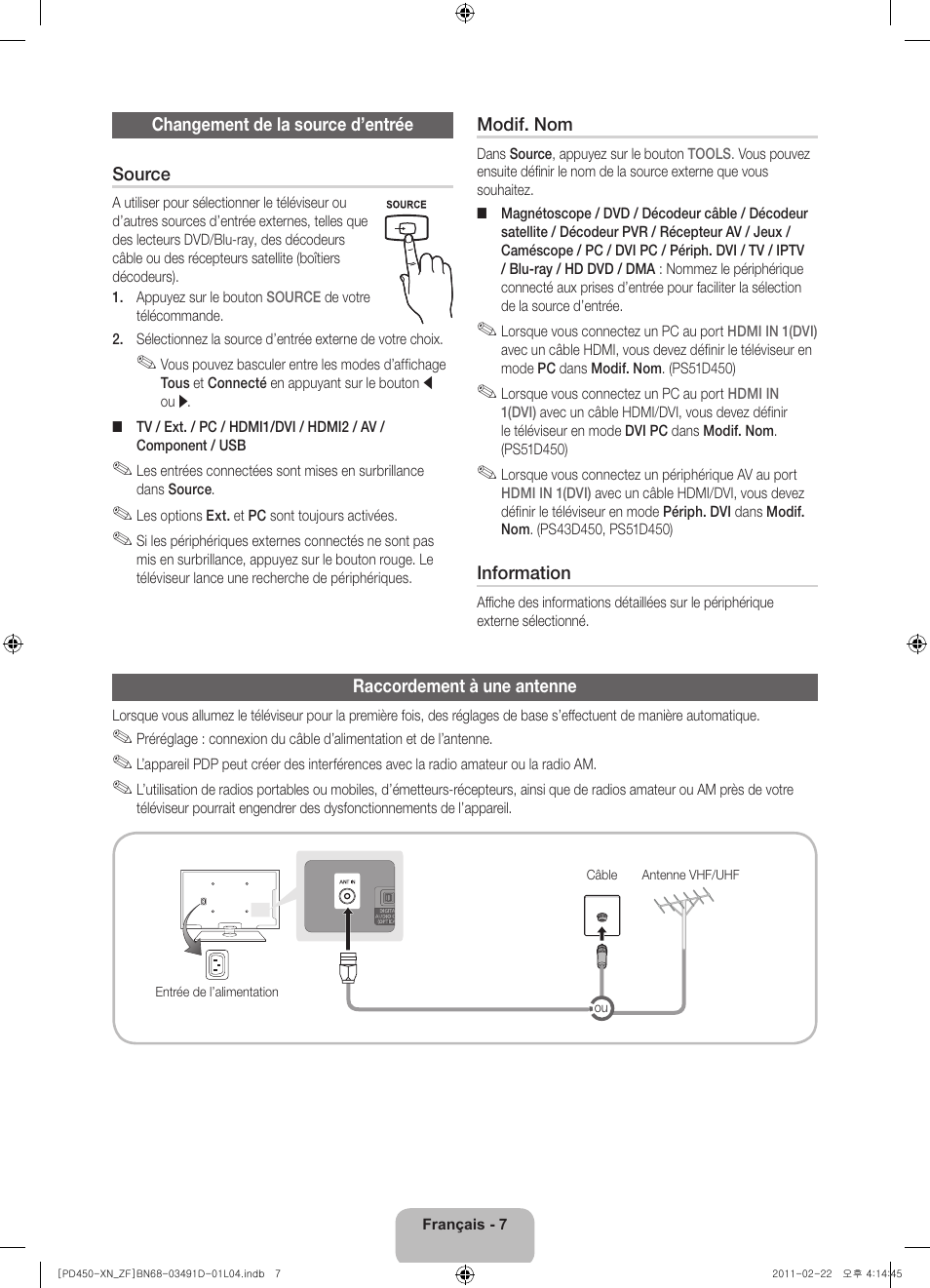 Samsung PS51D450A2W User Manual | Page 25 / 74