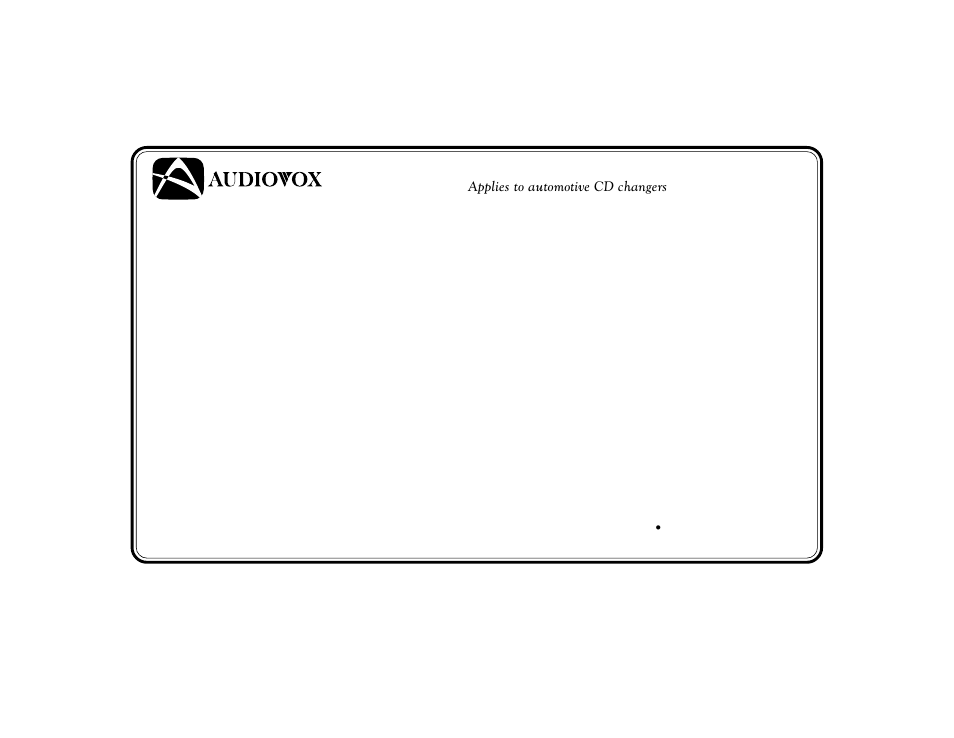 36 month limited warranty, Applies to automotive cd changers | Audiovox SP11CDP User Manual | Page 8 / 8