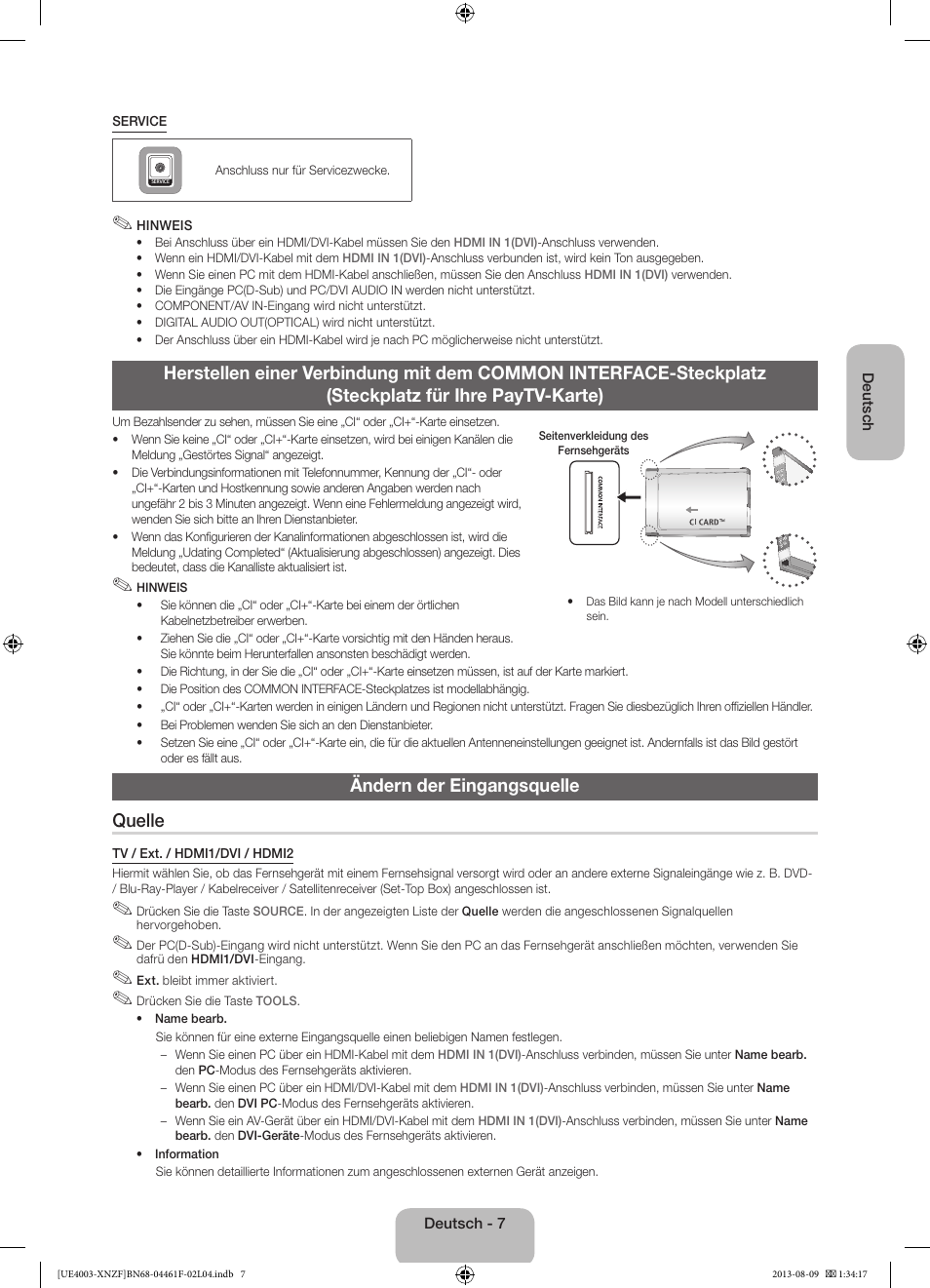 Ändern der eingangsquelle quelle | Samsung UE32EH4003W User Manual | Page 31 / 49