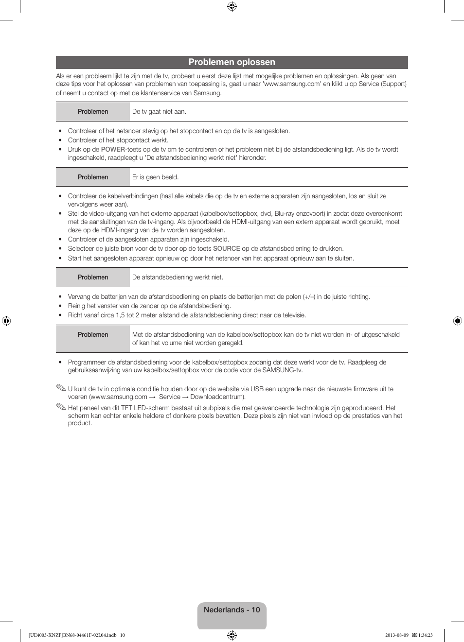 Problemen oplossen | Samsung UE32EH4003W User Manual | Page 46 / 49