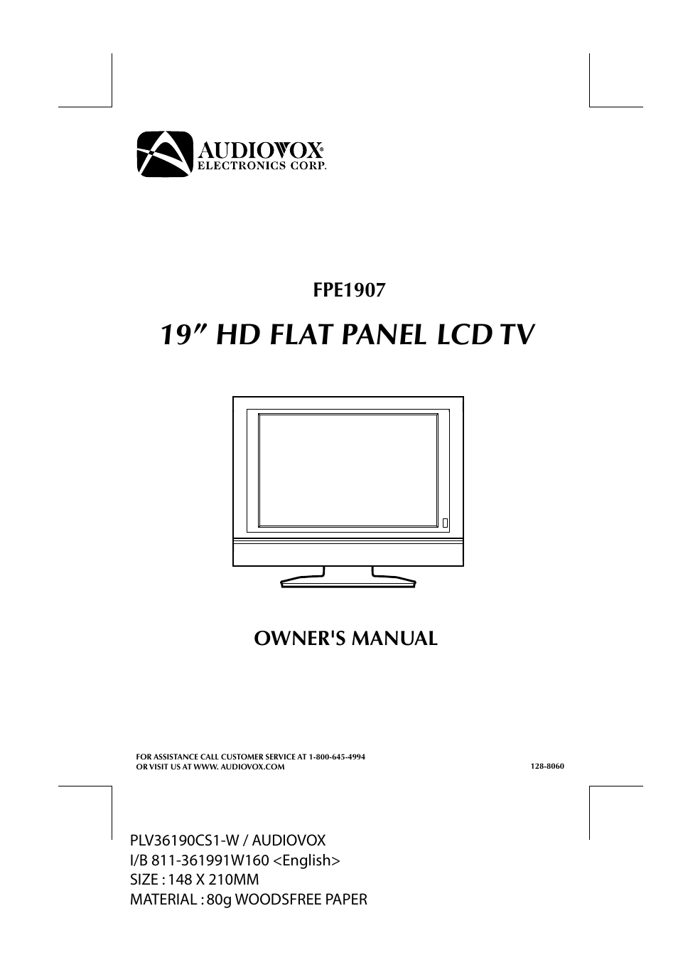 Audiovox FPE1907 User Manual | 23 pages