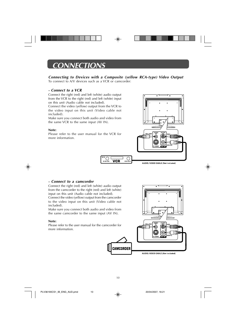 Connections | Audiovox FPE1907 User Manual | Page 10 / 23