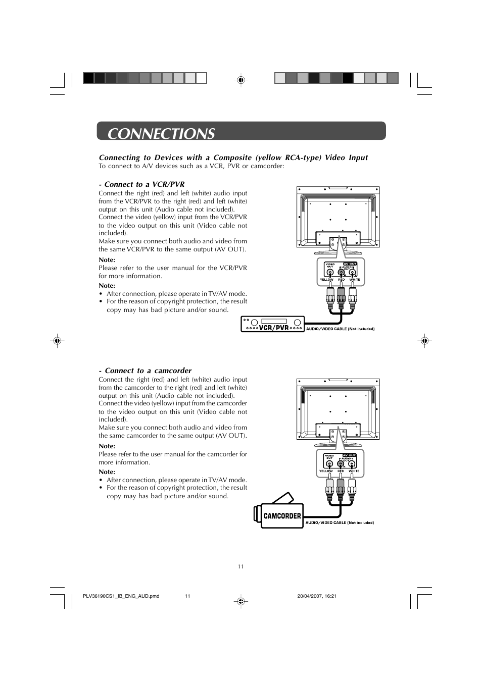 Connections | Audiovox FPE1907 User Manual | Page 11 / 23