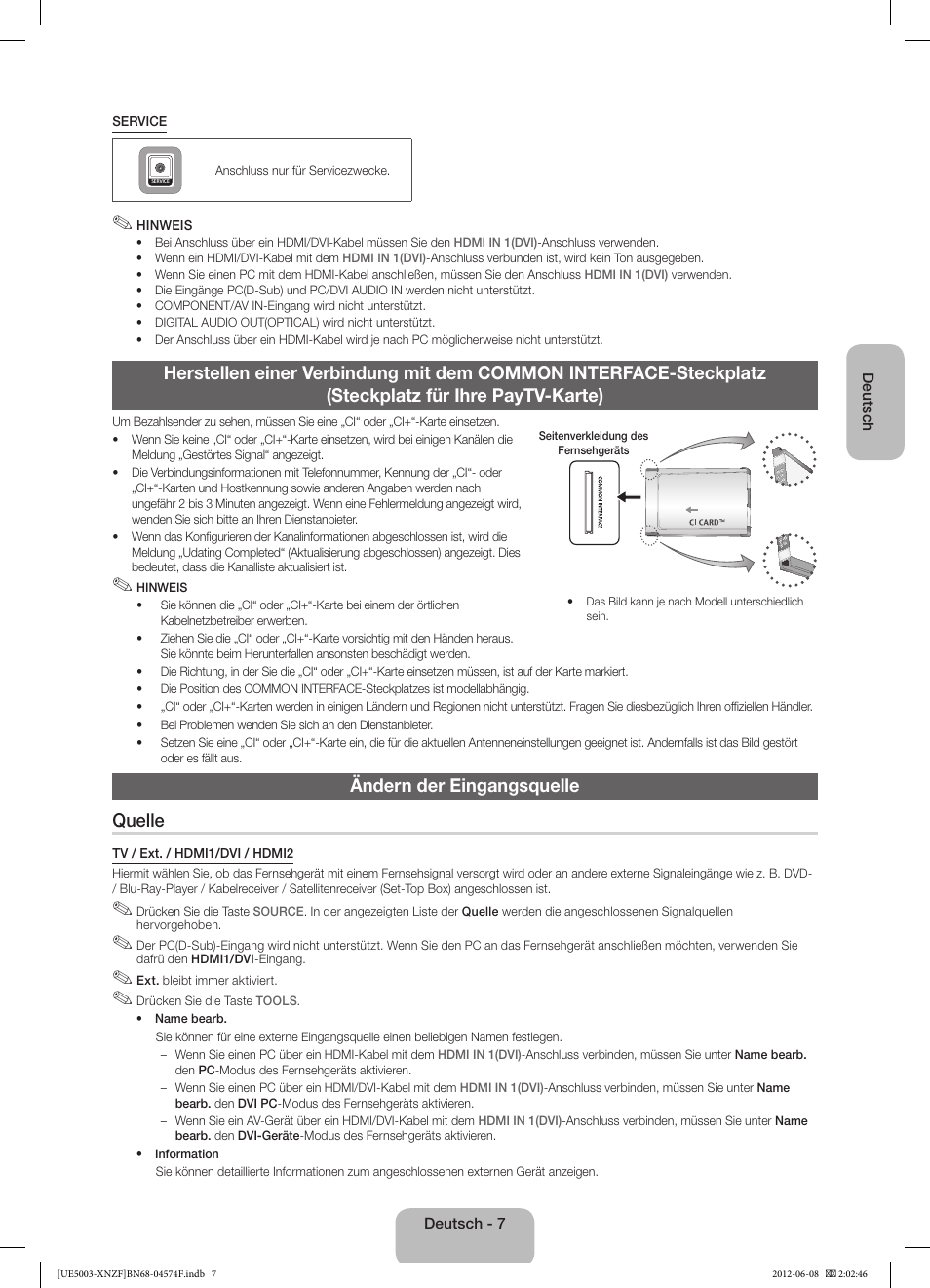 Ändern der eingangsquelle quelle | Samsung UE39EH5003W User Manual | Page 31 / 49