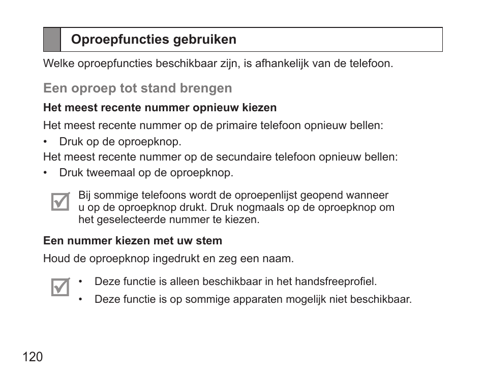 Oproepfuncties gebruiken | Samsung HM5000 User Manual | Page 122 / 134