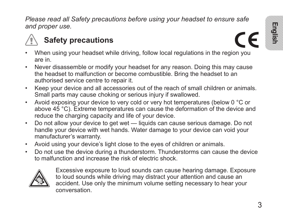 Safety precautions | Samsung HM5000 User Manual | Page 5 / 134