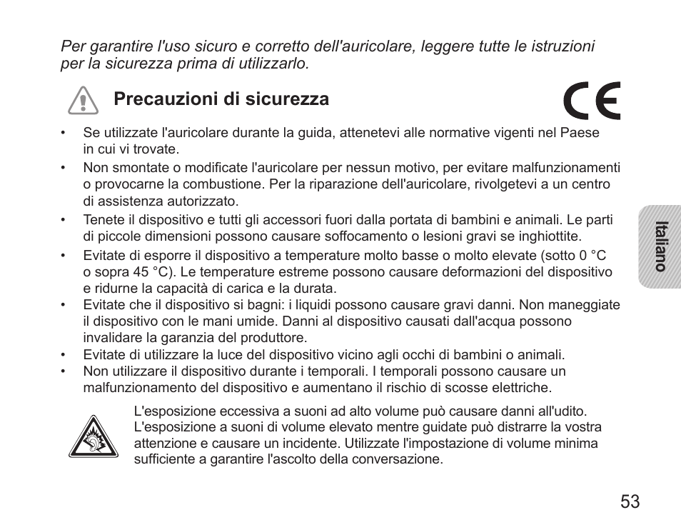 Precauzioni di sicurezza | Samsung HM5000 User Manual | Page 55 / 134