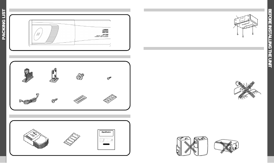 32 packing list, Before installing the unit | ASA ACC56M User Manual | Page 3 / 10