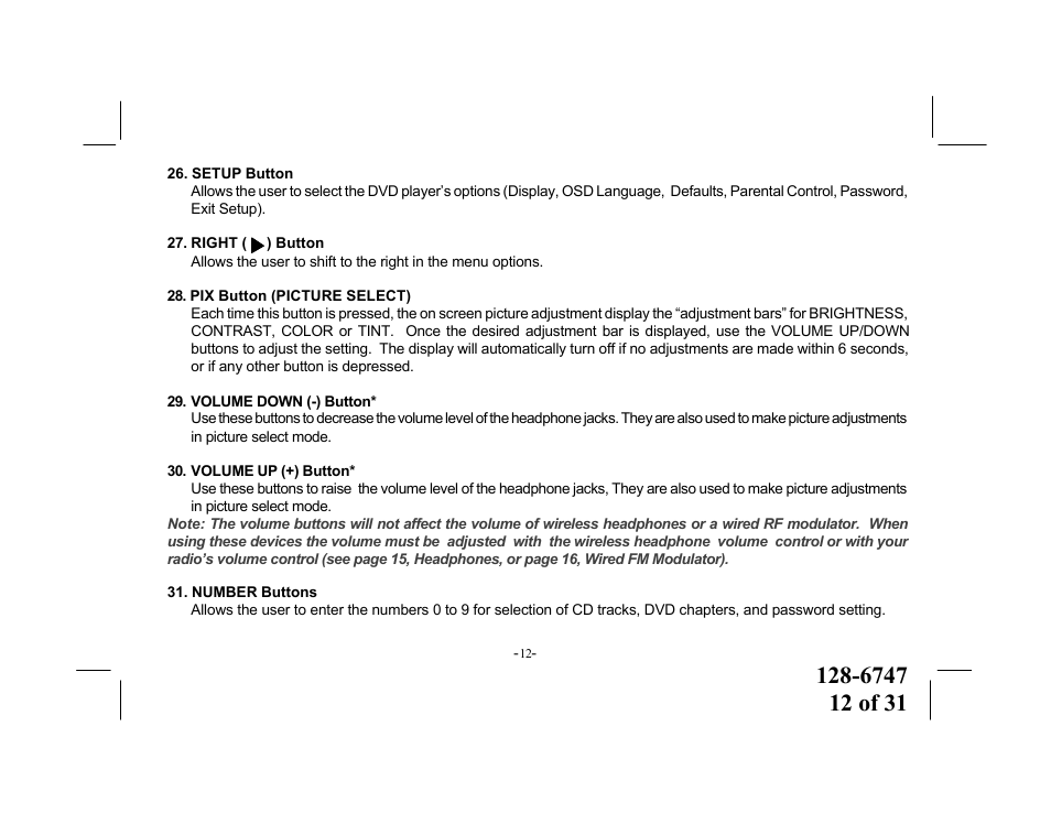 Audiovox VOD916 User Manual | Page 12 / 31