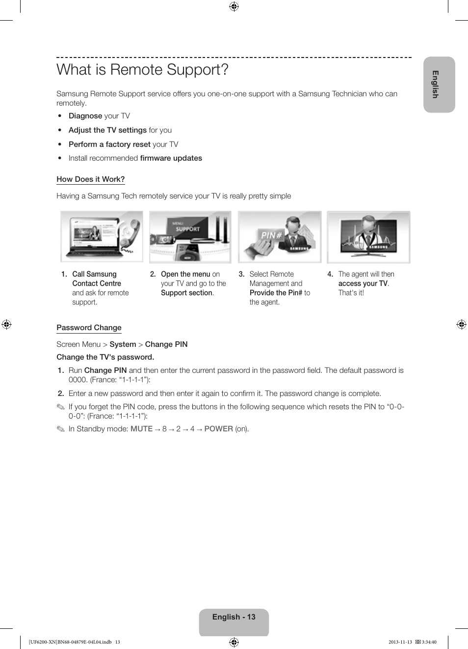 What is remote support | Samsung UE32F6200AW User Manual | Page 13 / 81