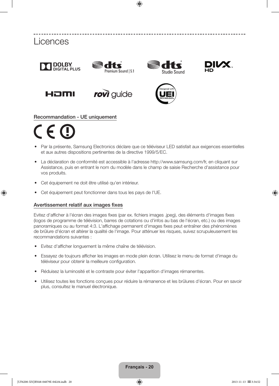 Licences | Samsung UE32F6200AW User Manual | Page 40 / 81